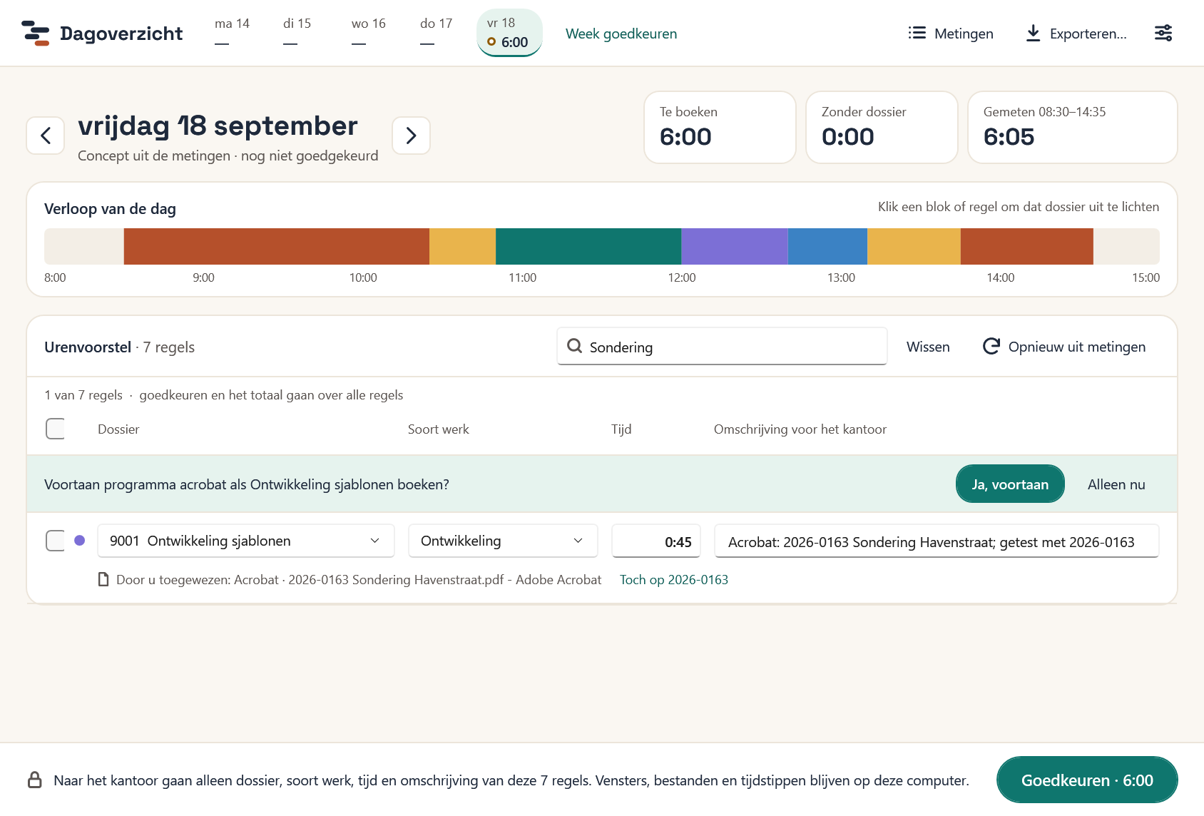Na "Dit was ontwikkeling": de vraag "Voortaan … boeken?" en de knop "Toch op 2026-0163"