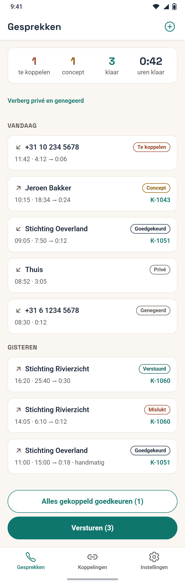 Alle statussen in één lijst